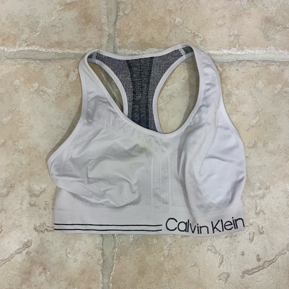 Calvin Klein White and Gray Sports Bra